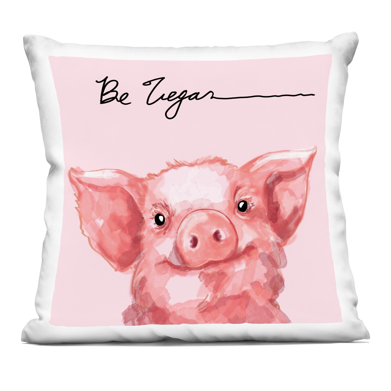 Stupell Industries Be Vegan Cute Pig Decorative Printed Pillow design by Stella Chang, 18 x 7 x 18
